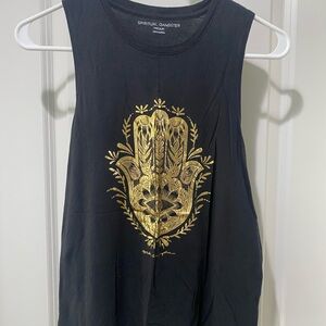 Spiritual Gangster Black and Gold Hamsa Muscle Tee